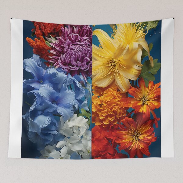 Item preview, Modern flowers collage designed and sold by WallWhimsyWorks.