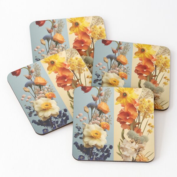 Item preview, Modern flowers collage images designed and sold by WallWhimsyWorks.