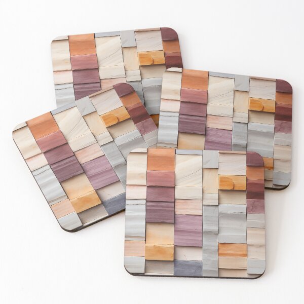 Item preview, Abstract composition using overlapping scagliola bricks designed and sold by WallWhimsyWorks.