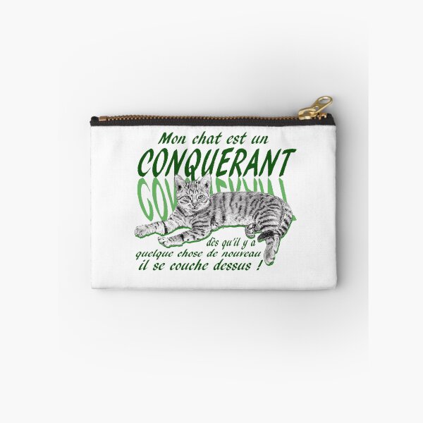 Item preview, Conquering cat - graphite version, text in French colorized green designed and sold by SylvieG18.