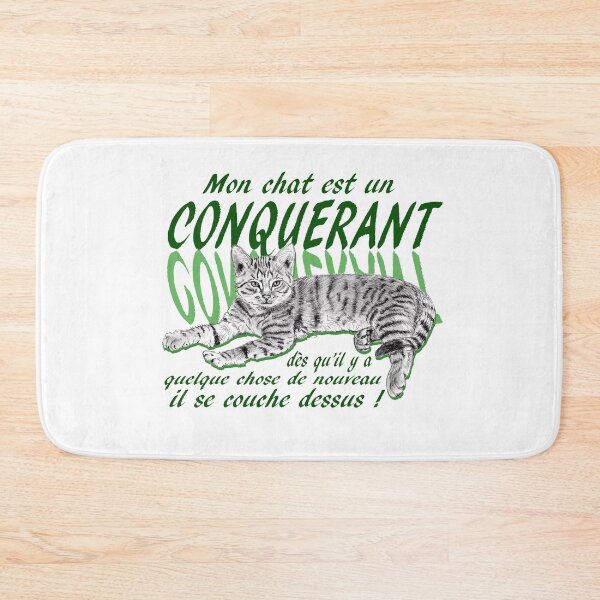 Item preview, Conquering cat - graphite version, text in French colorized green designed and sold by SylvieG18.