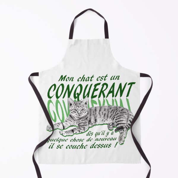 Item preview, Conquering cat - graphite version, text in French colorized green designed and sold by SylvieG18.