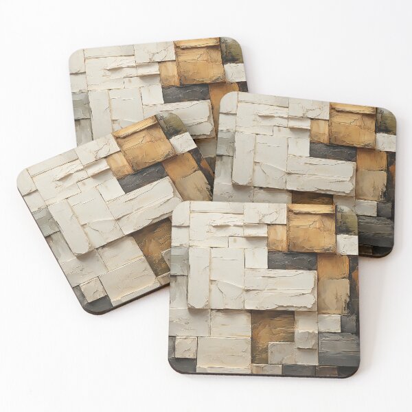 Item preview, Abstract composition using overlapping scagliola bricks designed and sold by WallWhimsyWorks.