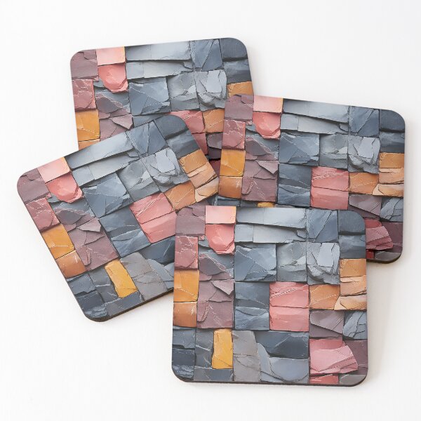 Item preview, Abstract composition using overlapping scagliola bricks designed and sold by WallWhimsyWorks.