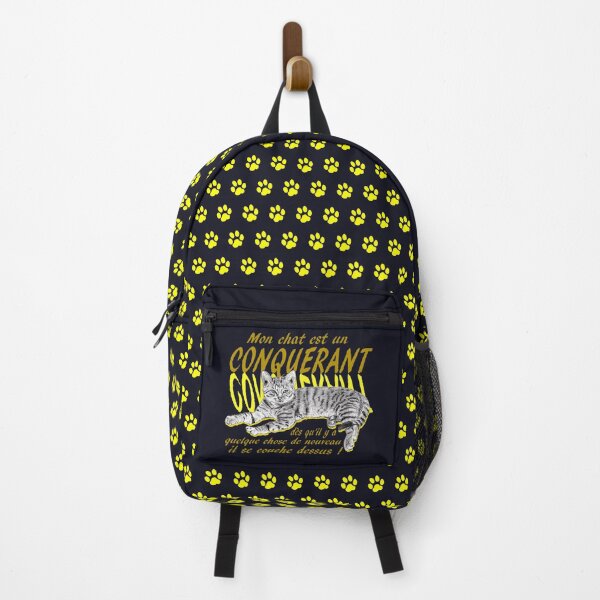 Item preview, Conquering cat - graphite version, text in yellow colorized French designed and sold by SylvieG18.