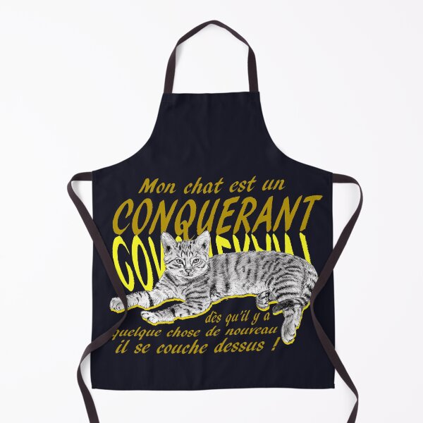 Item preview, Conquering cat - graphite version, text in yellow colorized French designed and sold by SylvieG18.