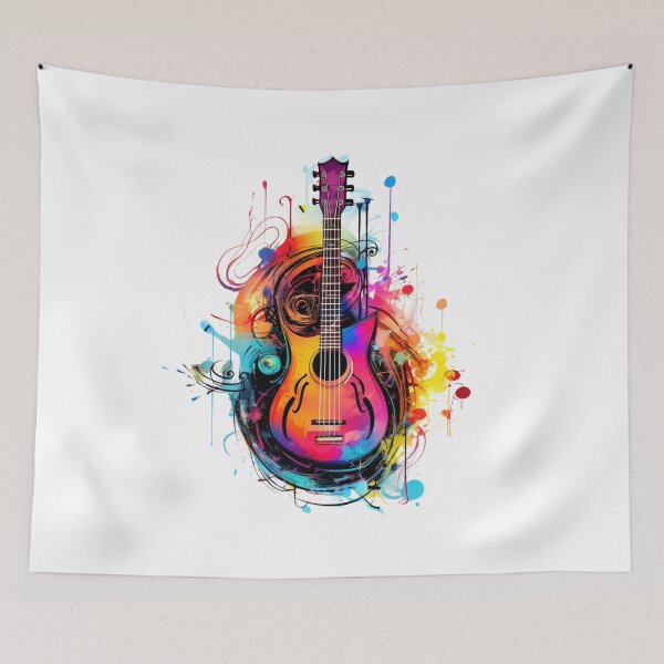 Aperçu de l'œuvre Guitare colorée d'instrument de musique créée et vendue par Ebuch007.