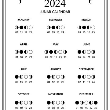 "2024 Moon Phase Lunar Calendar" Poster for Sale by pawkwardcats