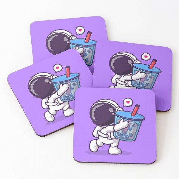 Item preview, Interstellar Refreshment: Cute Astronaut Enjoying Boba Milk Tea designed and sold by hjian8219.