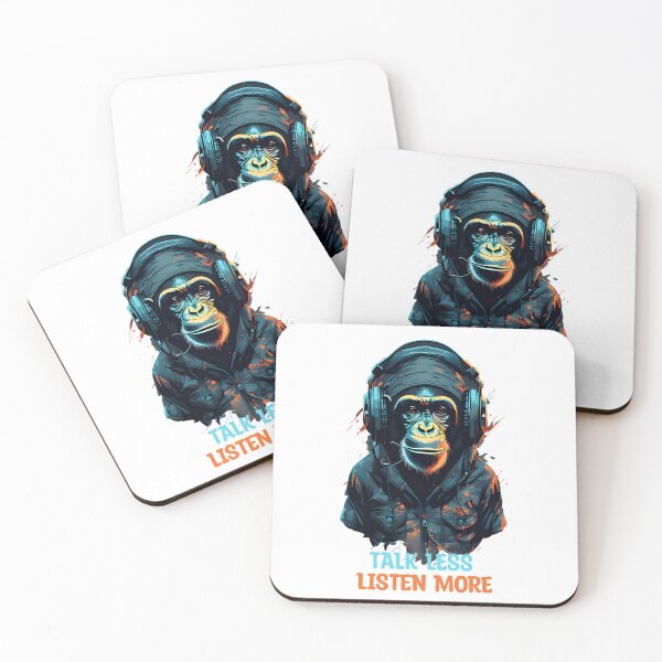 Item preview, Coolest Chimpanzee Wear headphone - Talk less listen more designed and sold by Studio-Pixel.