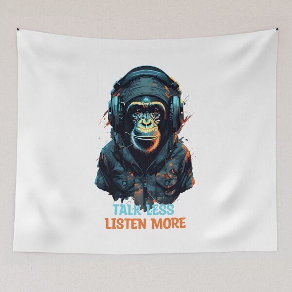 Item preview, Coolest Chimpanzee Wear headphone - Talk less listen more designed and sold by Studio-Pixel.