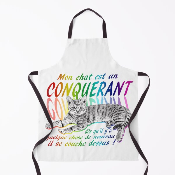 Item preview, Conquering cat - graphite version, text in French colorized rainbow 1 designed and sold by SylvieG18.