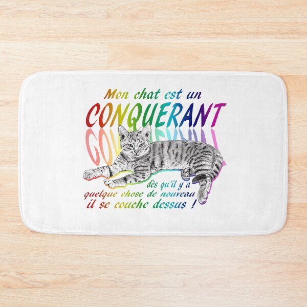 Item preview, Conquering cat - graphite version, text in French colorized rainbow 1 designed and sold by SylvieG18.