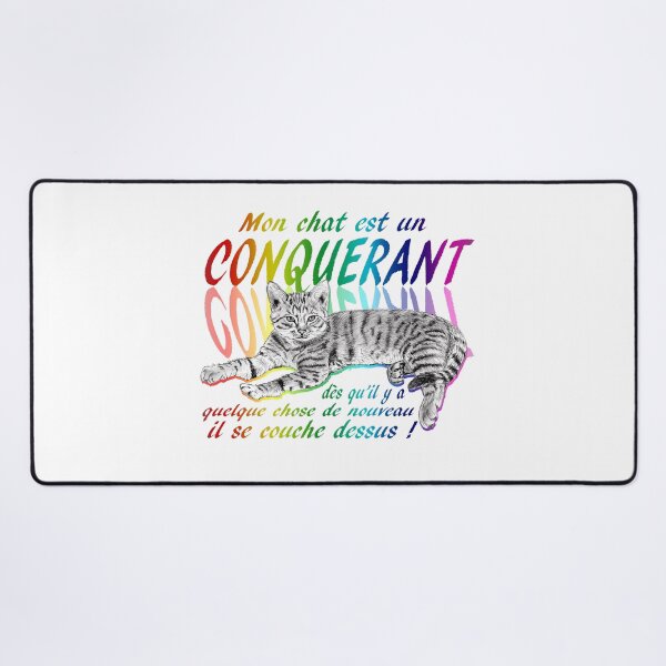 Item preview, Conquering cat - graphite version, text in French colorized rainbow 1 designed and sold by SylvieG18.