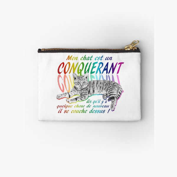 Item preview, Conquering cat - graphite version, text in French colorized rainbow 1 designed and sold by SylvieG18.