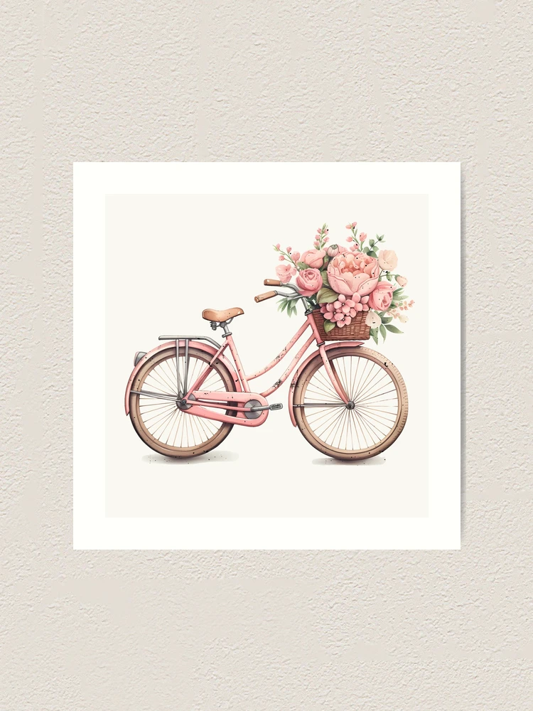 Vintage Pink Bicycle with Flowers