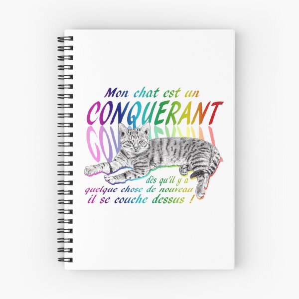 Item preview, Conquering cat - graphite version, text in French colorized rainbow 2 designed and sold by SylvieG18.