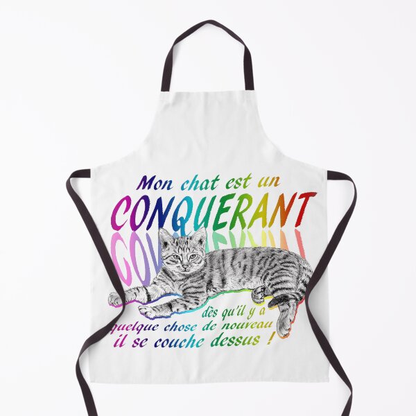 Item preview, Conquering cat - graphite version, text in French colorized rainbow 2 designed and sold by SylvieG18.