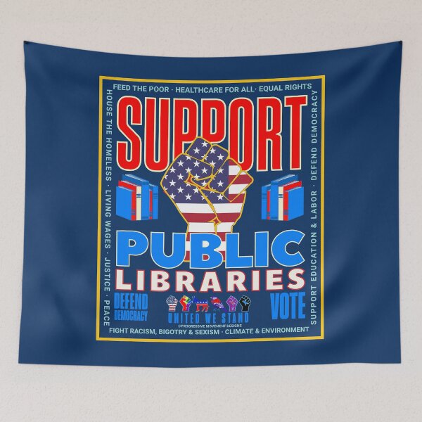 Item preview, PMD01035 Progressive Movement Designs patriotic American Support Public Libraries design shows you support democracy and are against censorship for Progressive Democrats Liberals Teachers Educators designed and sold by ProgressiveLeft.