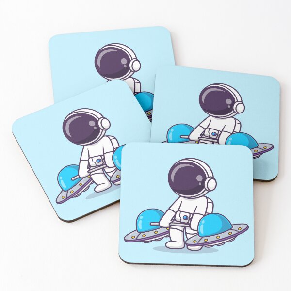 Item preview, AstroFit: Cute Astronaut Lifts UFO Barbell - Cartoon Illustration designed and sold by hjian8219.