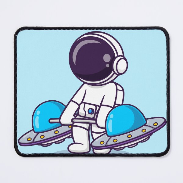 Item preview, AstroFit: Cute Astronaut Lifts UFO Barbell - Cartoon Illustration designed and sold by hjian8219.