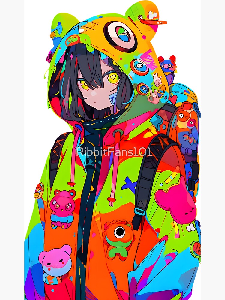 Colorful Emo Anime Girl Magnet