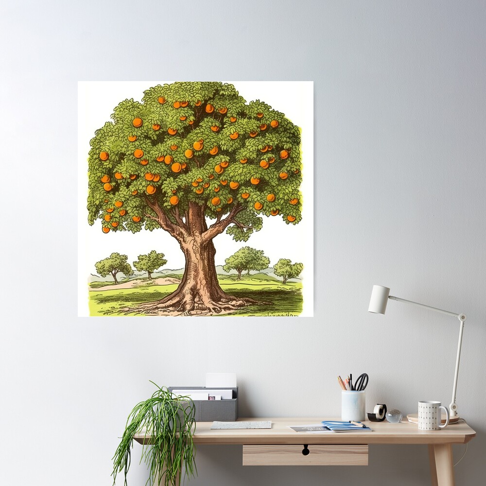 Vector Drawing Branch Of Orange Tree With Leaves Flowers And Fruit Stock  Illustration - Download Image Now - iStock