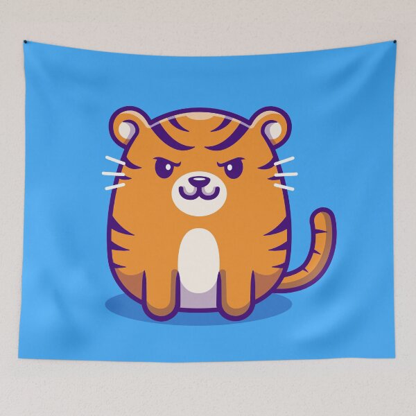 Item preview, Adorable Baby Tiger Sitting - Cute Cartoon Vector Illustration" designed and sold by hjian8219.