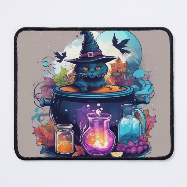Item preview, Witch Cat Bathing in a Sizzling Cauldron designed and sold by BirdsnStuff.