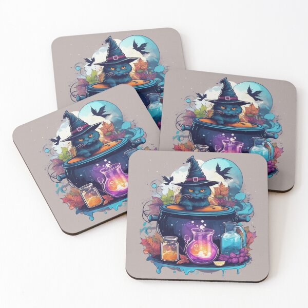 Item preview, Witch Cat Bathing in a Sizzling Cauldron designed and sold by BirdsnStuff.