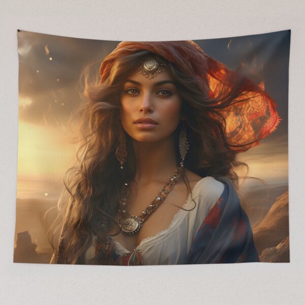 Item preview, stunning gypsy woman digital print designed and sold by dcrc.