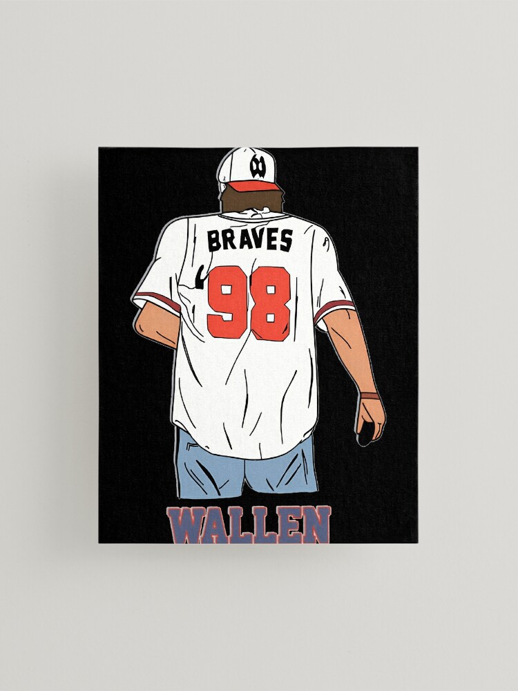 Morgan Wallen Wallen 98 Braves Wallen Retro Vintage 98 Braves Country Music  Morgan Wallen Gift | Baseball ¾ Sleeve T-Shirt