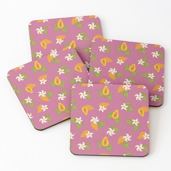 Item preview, Papaya on dark pink background with cream florals designed and sold by Natasha Miller.