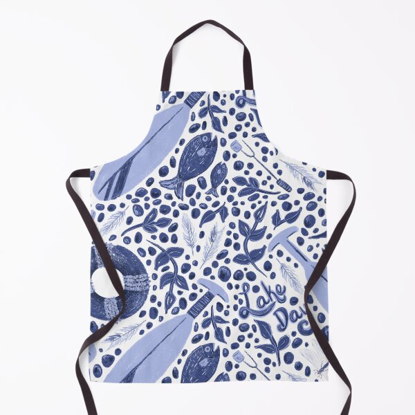 Item preview, Lake life in blue with paddles, fish, pebbles, feathers, life preserver designed and sold by katerosestudios.