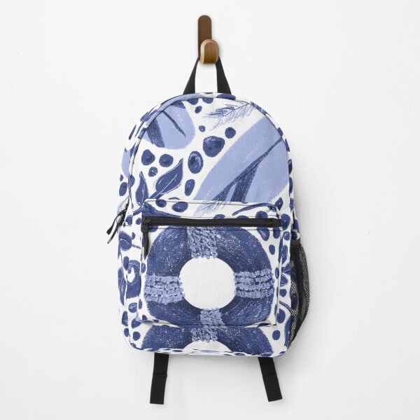 Item preview, Lake life in blue with paddles, fish, pebbles, feathers, life preserver designed and sold by katerosestudios.
