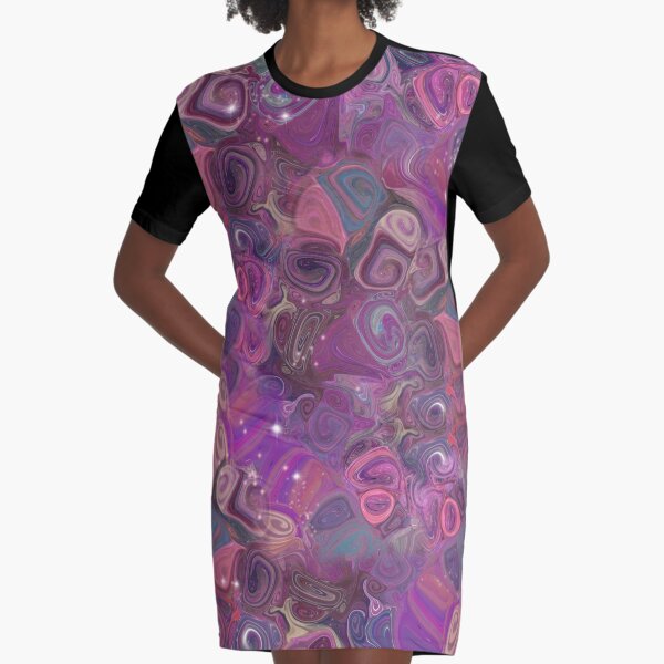 Purple Abstract Swirls 081723 Graphic T-Shirt Dress