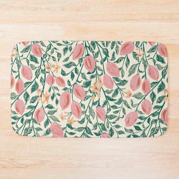 Aperçu de l'œuvre Aquarelle Citrus Lemon Vines en crème, vert et rose créée et vendue par Jean-Pham.