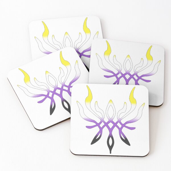 Item preview, Nonbinary Pride Crest of Flames designed and sold by pissedonthemoon.