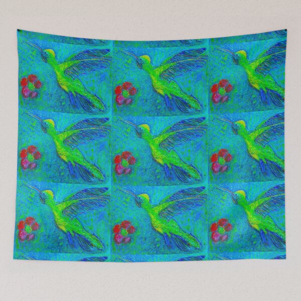 Item preview,  Puerto Rico Caribbean acrylic painting of hummingbird with flower designed and sold by EmevoliProducts.