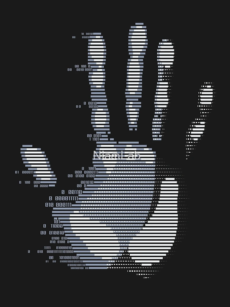 Thumbnail 3 of 3, Scarf, cyber security hacker handprint binary programming code designed and sold by NiamLab.