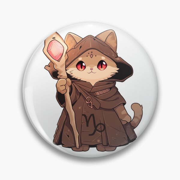 Artikelvorschau, Sternzeichen Steinbock, Katze, magischer Vertrauter entworfen und verkauft von Studio Pandemonia.