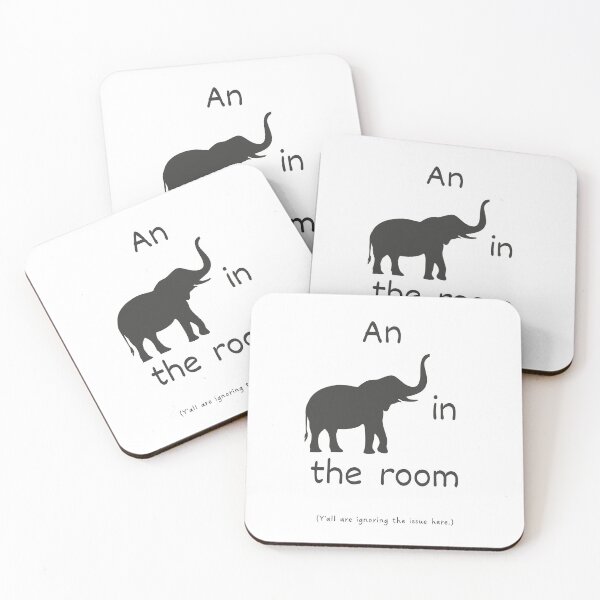 Artikelvorschau, Idiom „Elefant im Zimmer“ (dunkelgrau) entworfen und verkauft von Idioms4u.