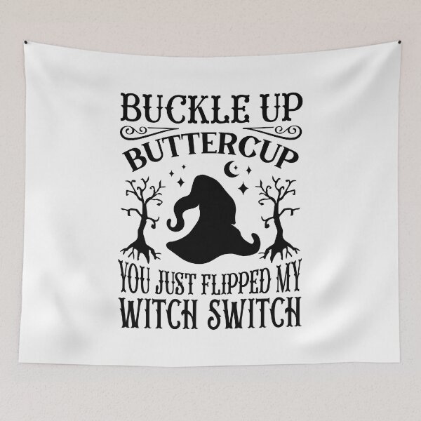 Item preview, BUckle Up Buttercup Halloween Witch designed and sold by Mani Bindu Vadapalli.