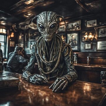 Artwork thumbnail, Alien in a  Public House by LenCarol