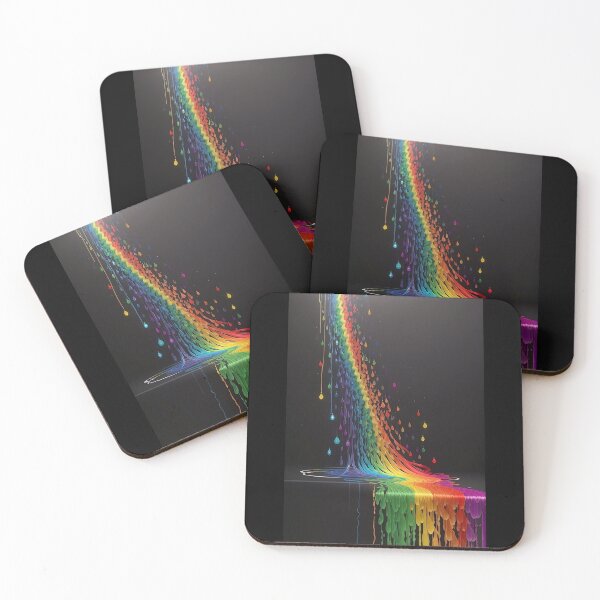 Item preview, Rainbow Paint Dripping Down Canvas Poster designed and sold by PlanetMarker.