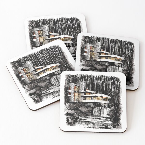 Item preview, Watercolor Fallingwater House architecture  designed and sold by FreehandSketch.