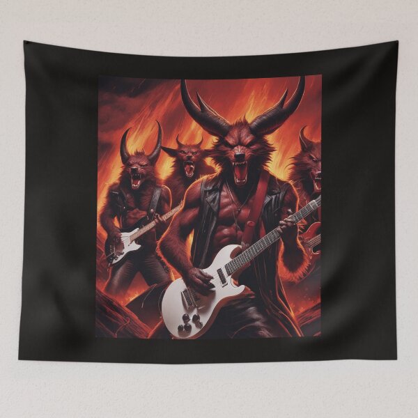 Item preview, Guitar Demons and Howling Wolves Unite in Unique Art designed and sold by CaelumRaven.
