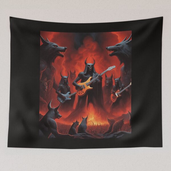 Item preview, Demons and Wolves Rocking Out with Guitars designed and sold by CaelumRaven.