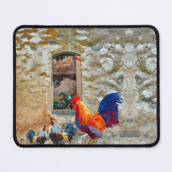 Item preview, Abstract Colorful Roosters on Rustic Background designed and sold by minkymoodesigns.