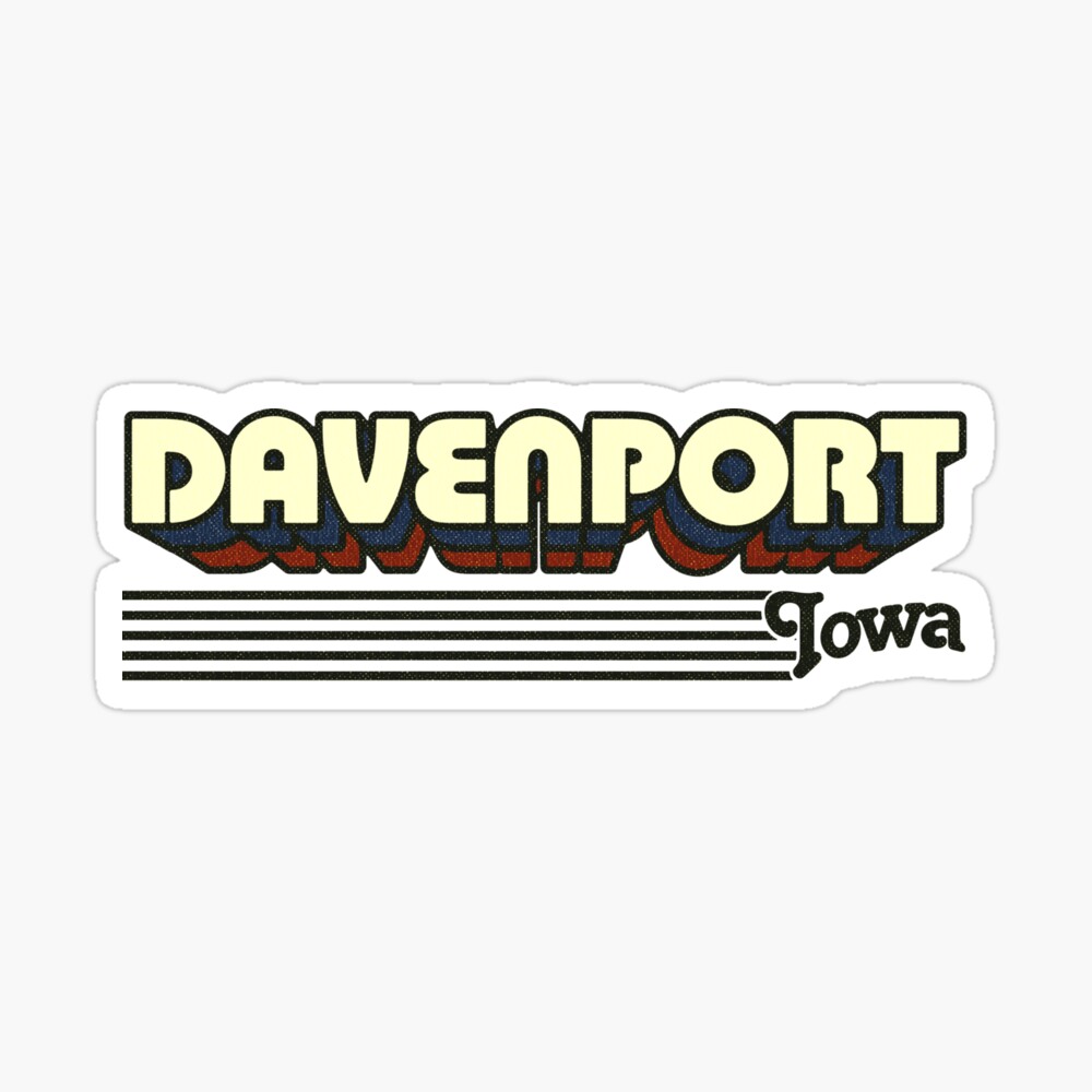 Davenport, Iowa | Retro Stripes Sticker